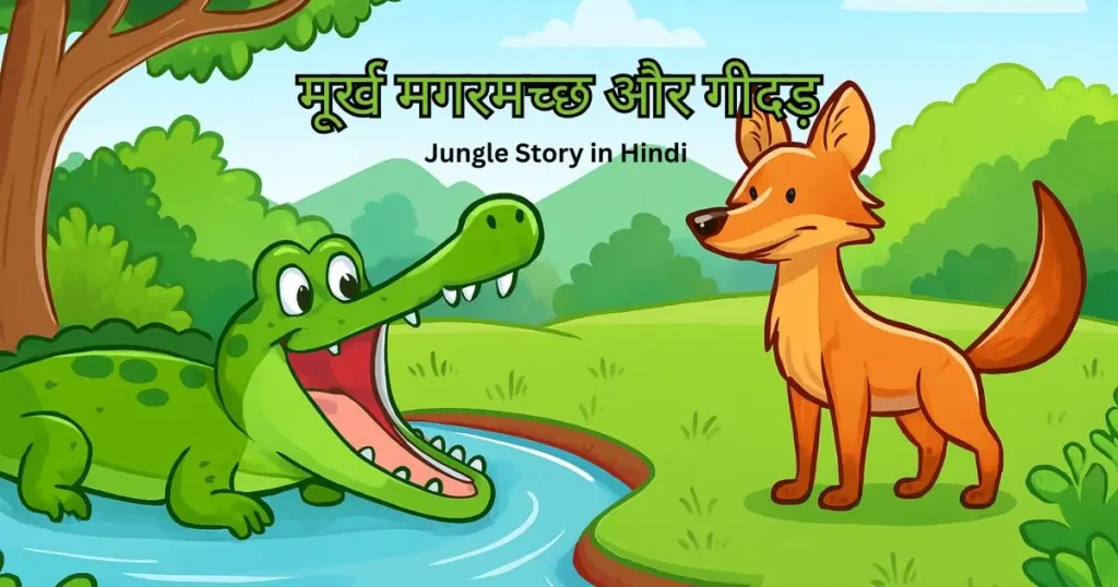 3. मूर्ख मगरमच्छ और गीदड़ | Jungle Story in Hindi