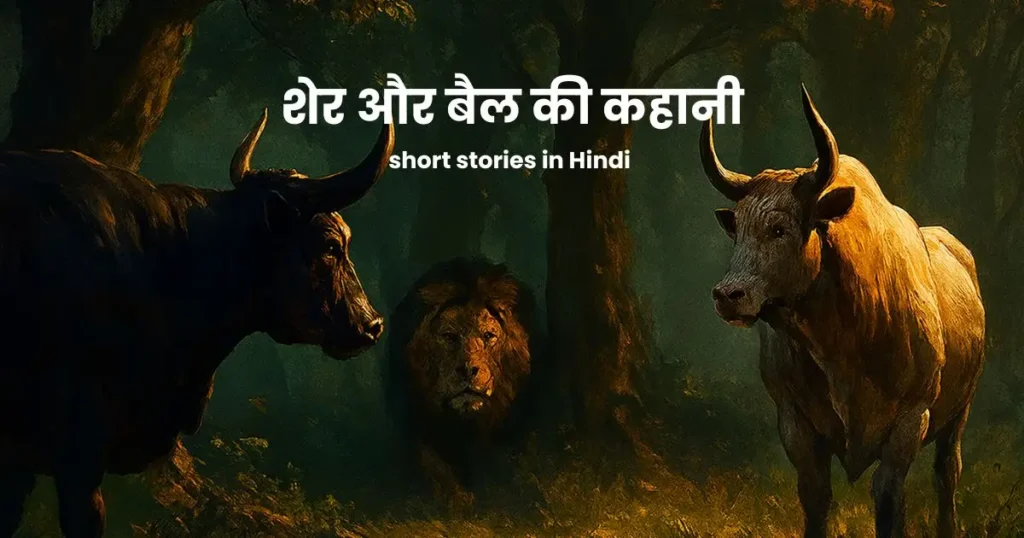 शेर और बैल की कहानी | short stories in Hindi 